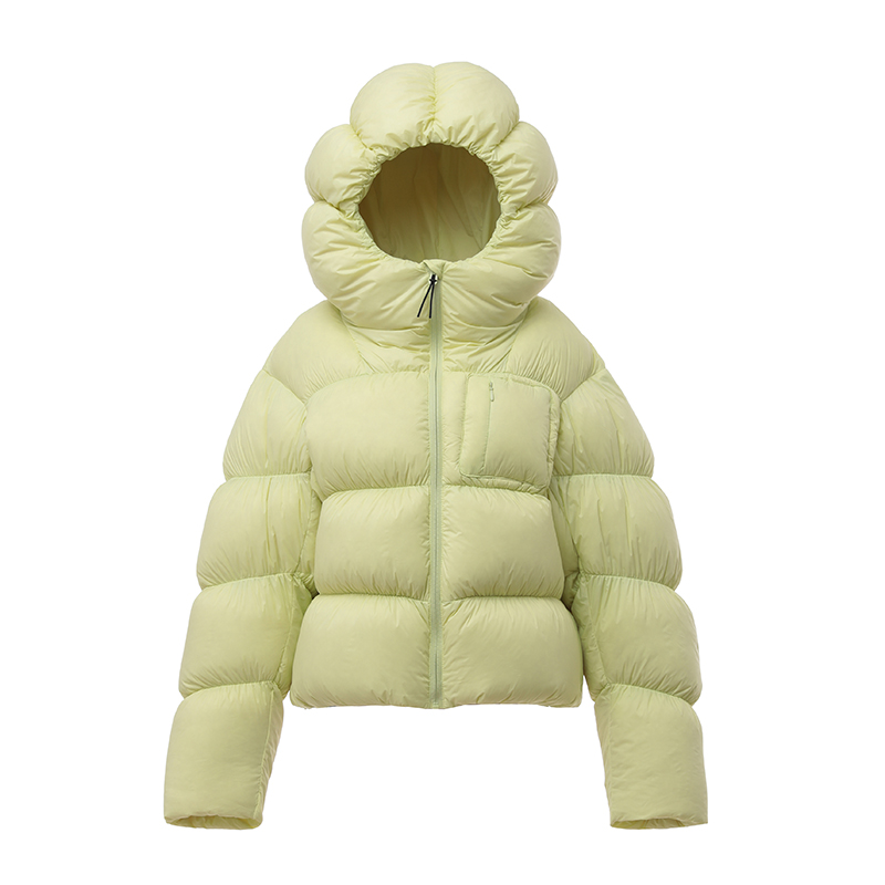 Hooded bud hat short thick down coat
