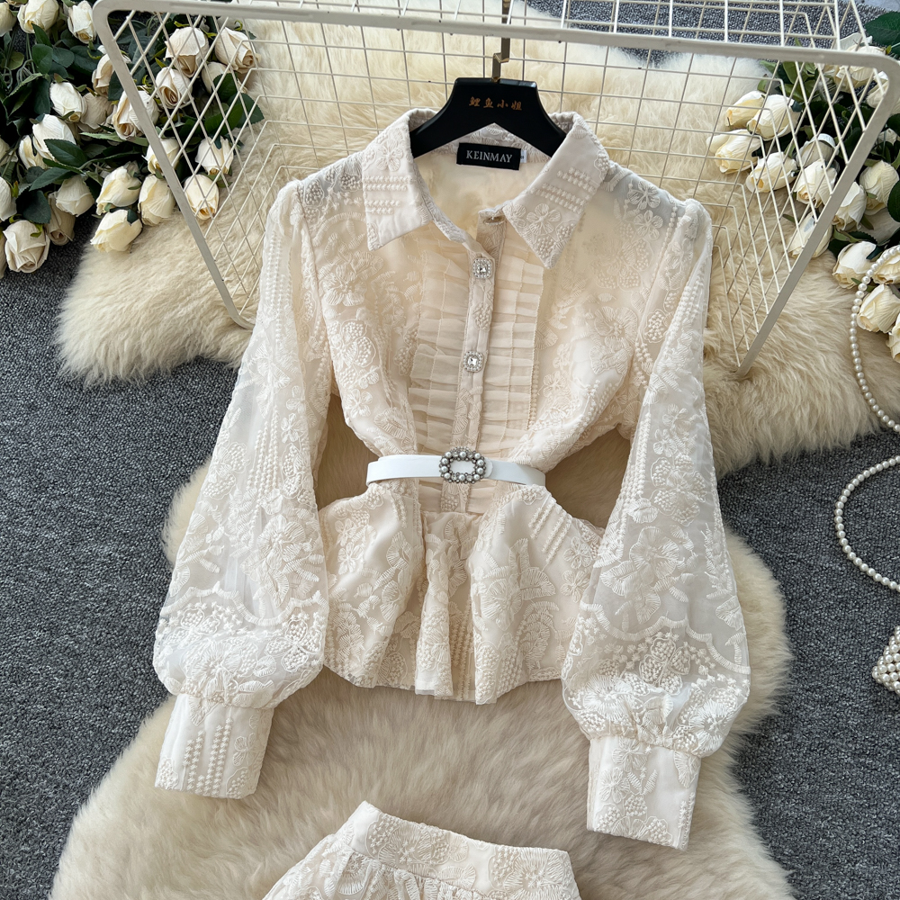 Pinched waist temperament shirt gauze bandage skirt for women