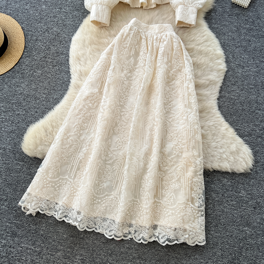 Pinched waist temperament shirt gauze bandage skirt for women