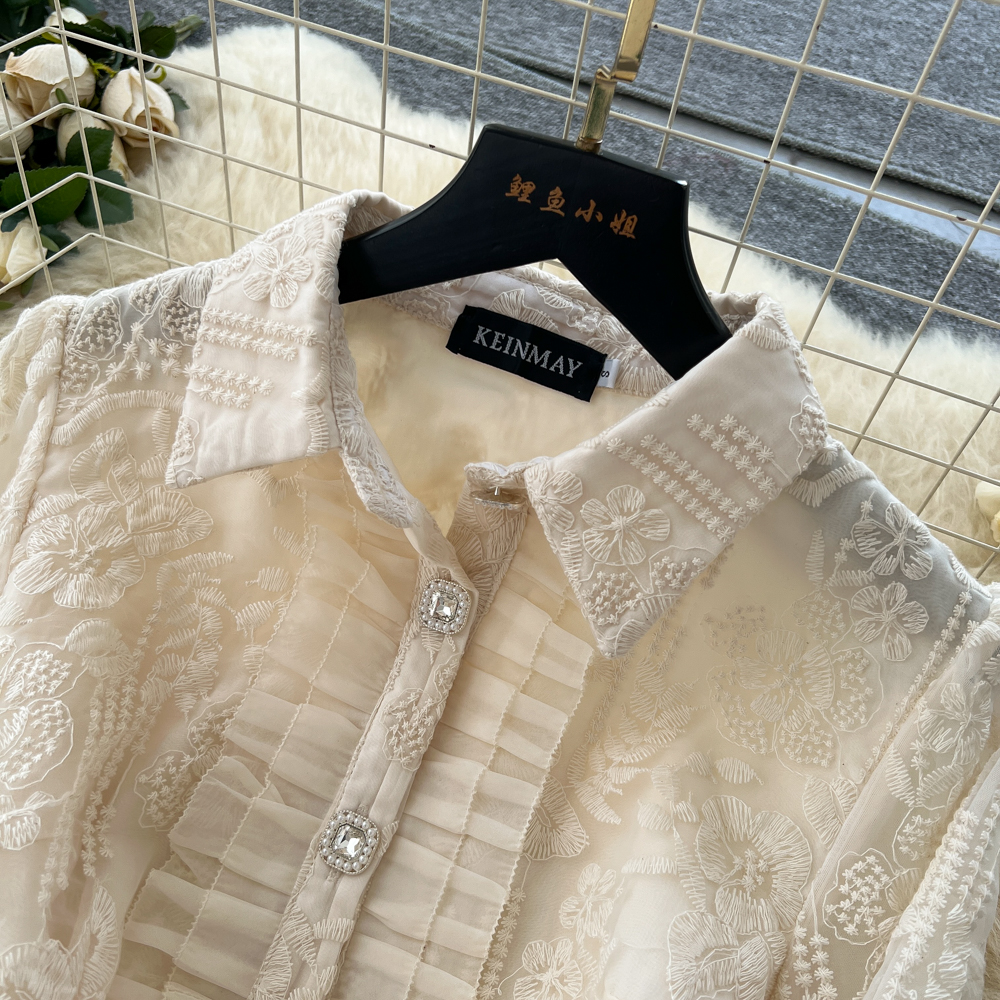 Pinched waist temperament shirt gauze bandage skirt for women