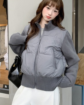 Temperament autumn and winter splice coat niche wool down coat