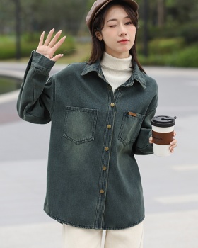 Wears outside all-match inside the ride loose denim tops