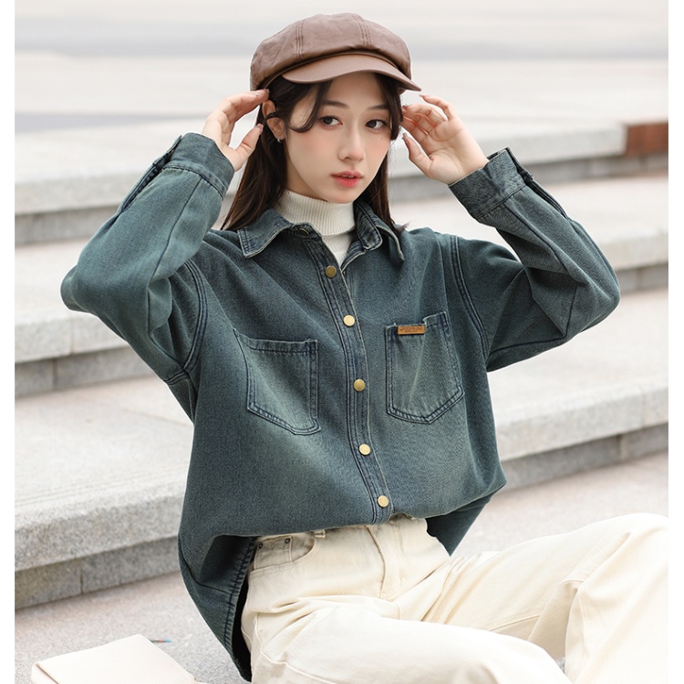 Wears outside all-match inside the ride loose denim tops