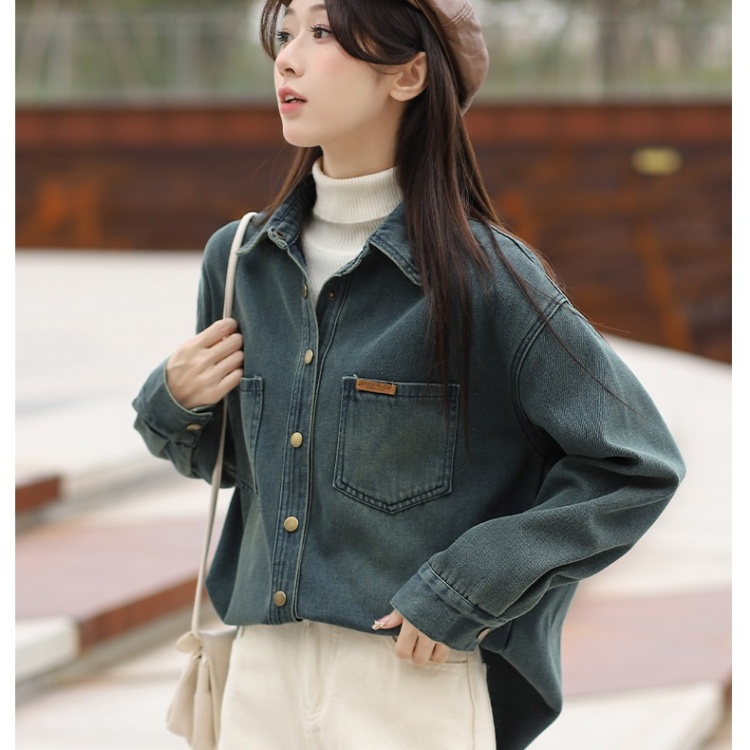 Wears outside all-match inside the ride loose denim tops