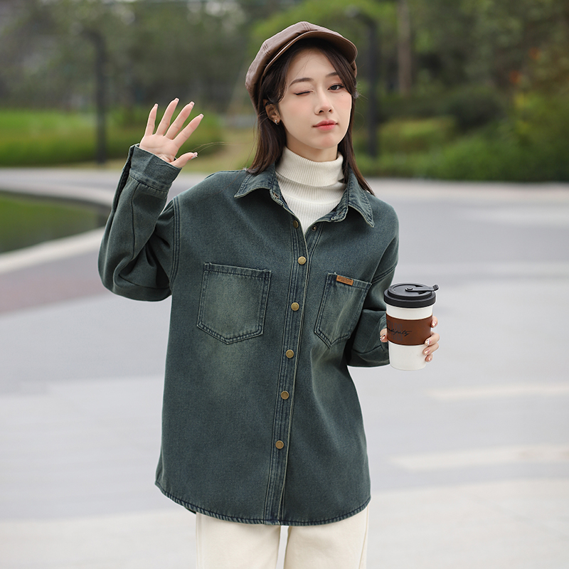 Wears outside all-match inside the ride loose denim tops