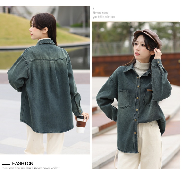 Wears outside all-match inside the ride loose denim tops