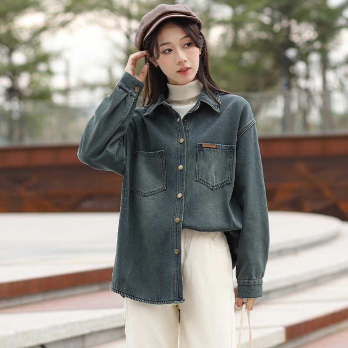 Wears outside all-match inside the ride loose denim tops