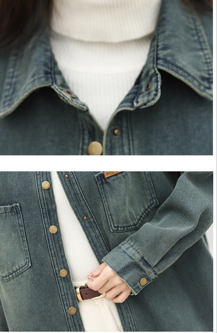 Wears outside all-match inside the ride loose denim tops