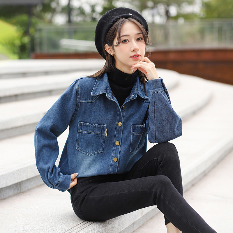 Denim show young loose autumn and winter Korean style tops