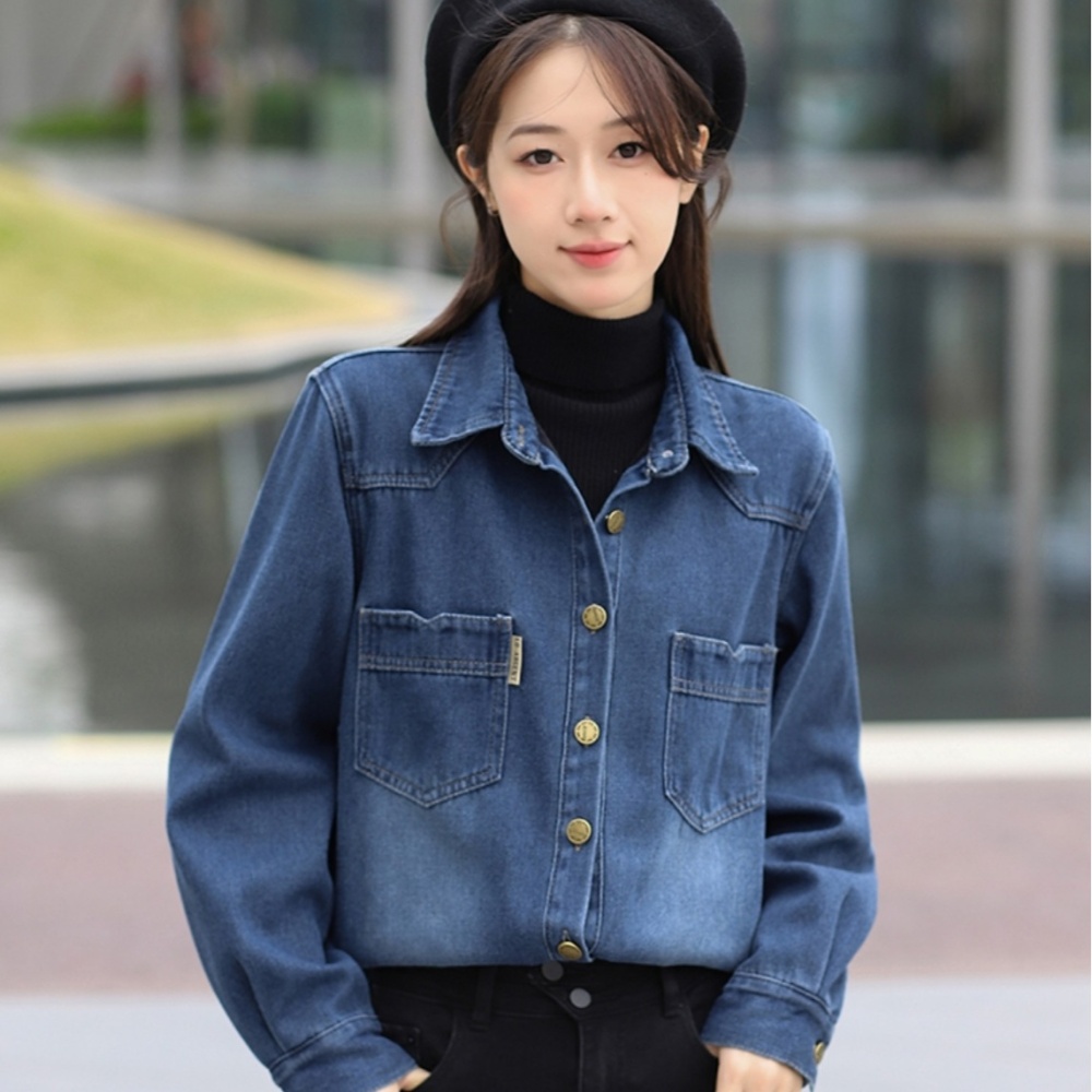 Denim show young loose autumn and winter Korean style tops