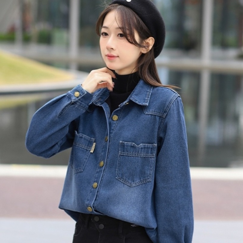 Denim show young loose autumn and winter Korean style tops