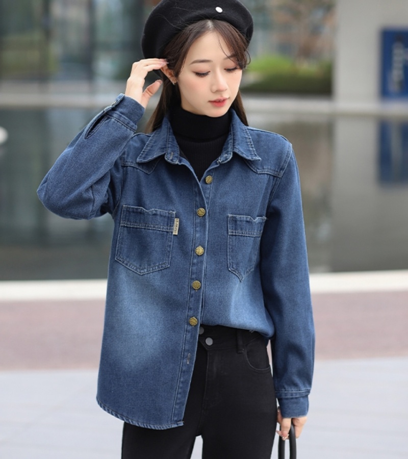 Denim show young loose autumn and winter Korean style tops