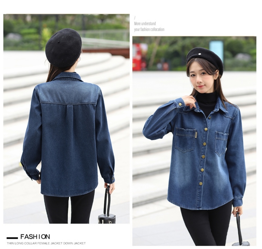 Denim show young loose autumn and winter Korean style tops