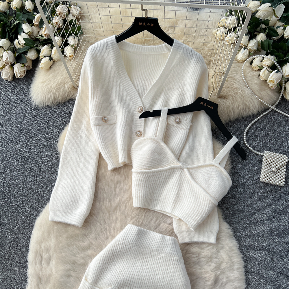 Long sleeve sling skirt short vest for women