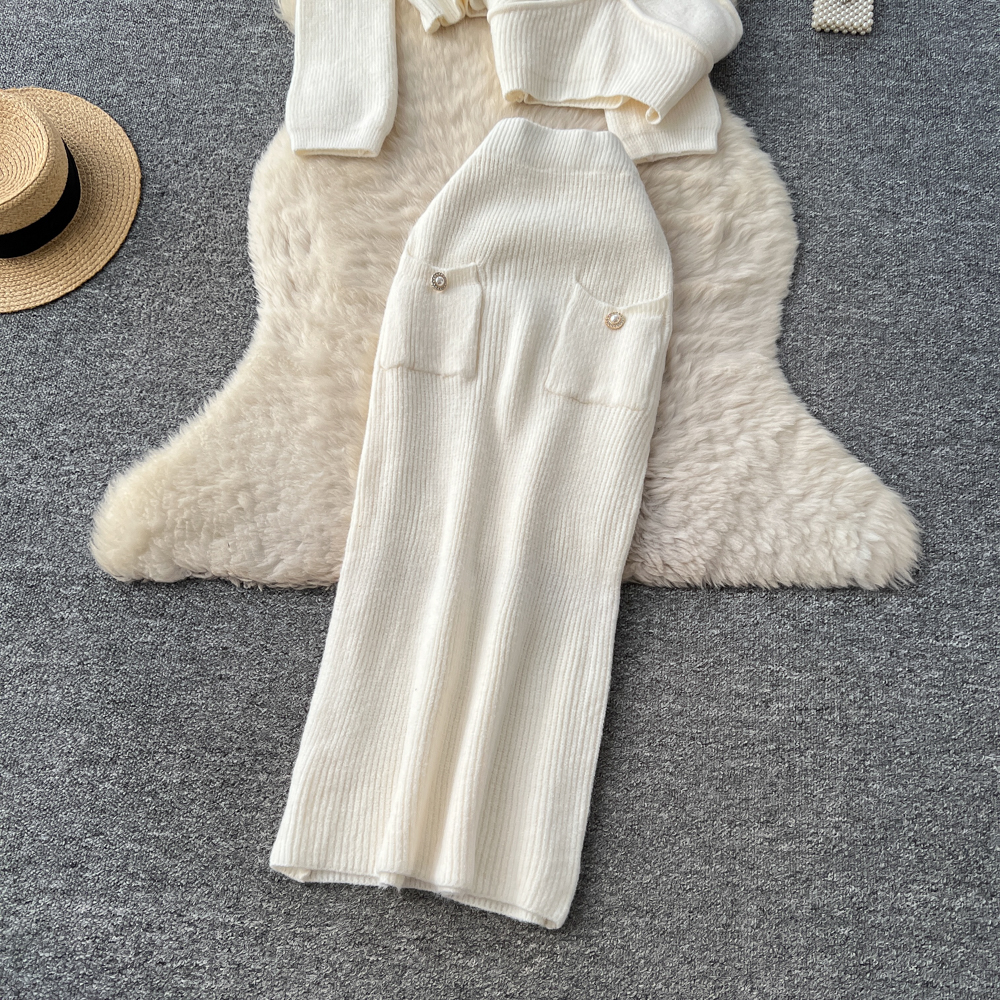 Long sleeve sling skirt short vest for women