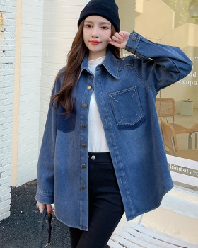 Denim Korean style retro coat winter loose Casual shirt