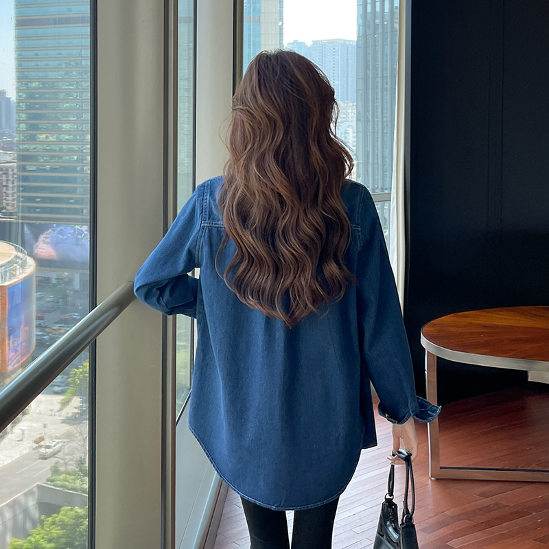 Denim Korean style retro coat winter loose Casual shirt