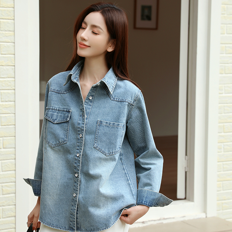 Long sleeve coat retro shirt for women