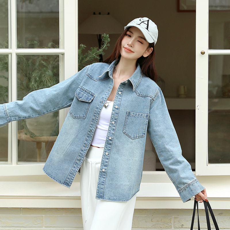 Long sleeve coat retro shirt for women