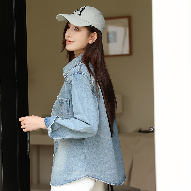 Long sleeve coat retro shirt for women