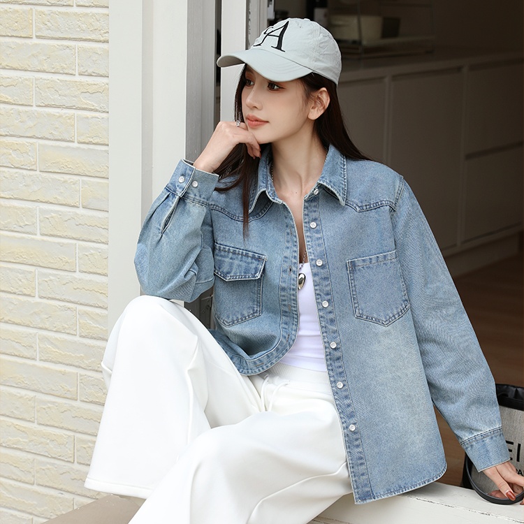 Long sleeve coat retro shirt for women