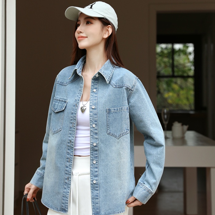 Long sleeve coat retro shirt for women