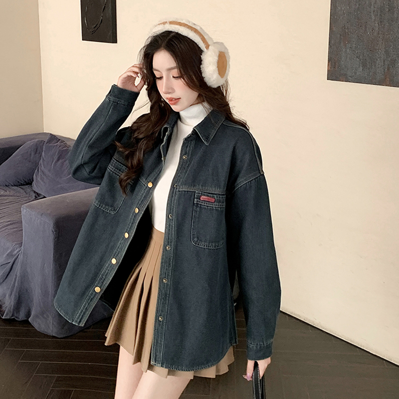 Temperament retro shirt Korean style coat for women