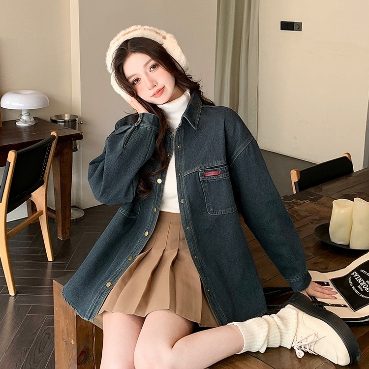 Temperament retro shirt Korean style coat for women