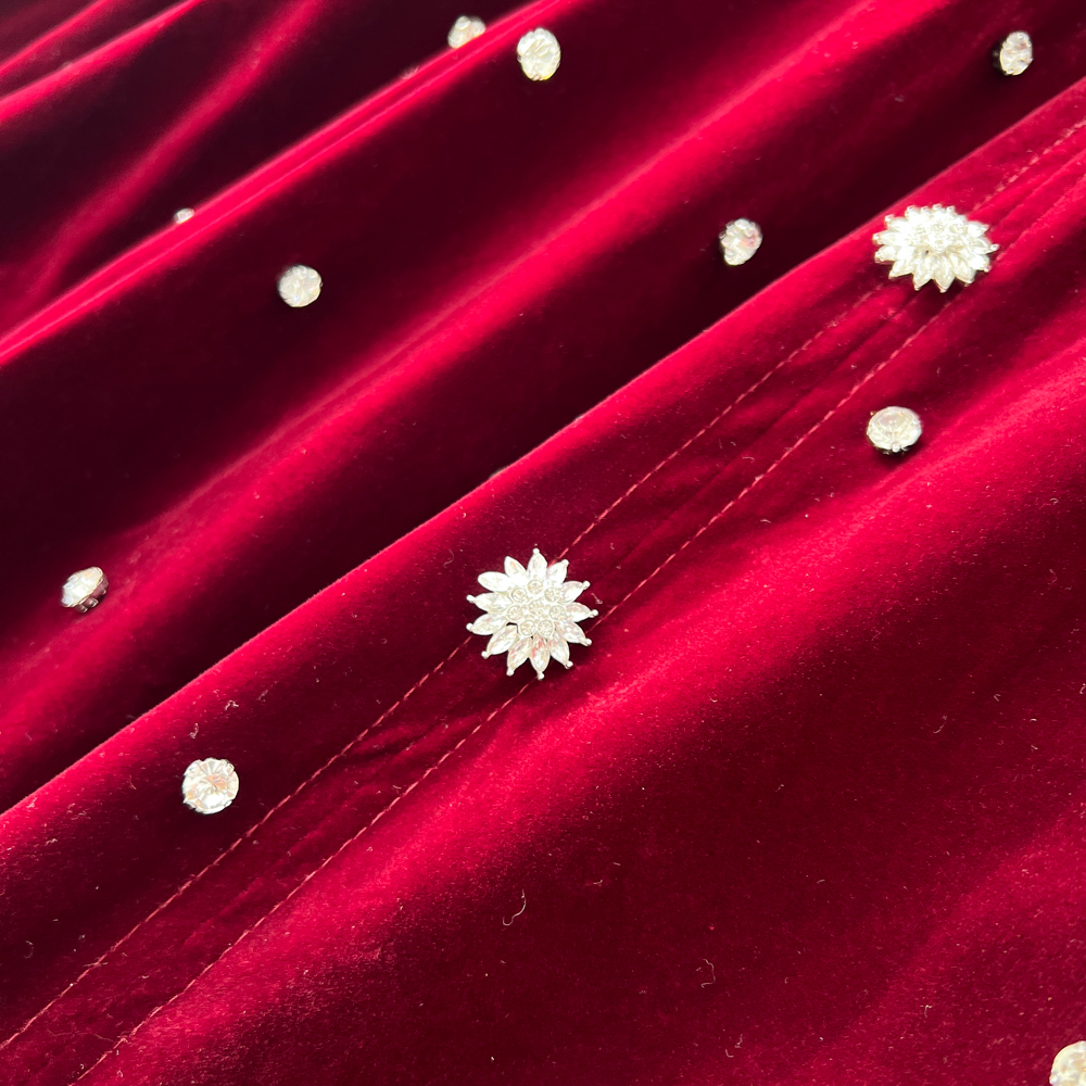 Bandage big skirt velvet lantern sleeve France style dress