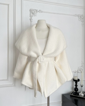 Large lapel all-match coat temperament belt