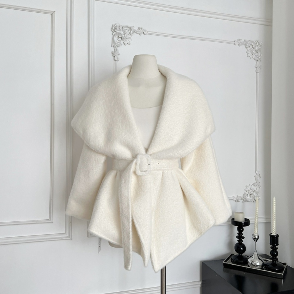 Large lapel all-match coat temperament belt