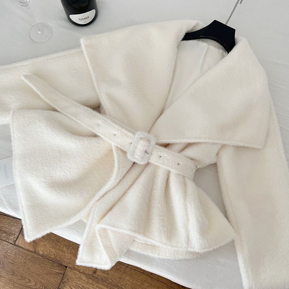 Large lapel all-match coat temperament belt