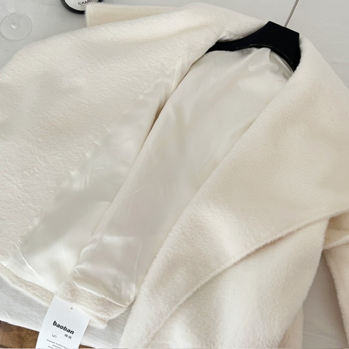 Large lapel all-match coat temperament belt