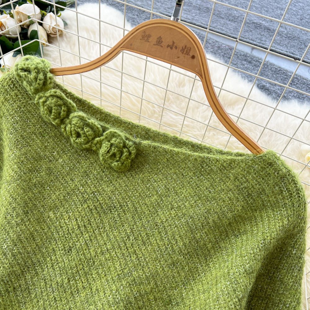 Tender flowers sweater autumn and winter skirt a set for women