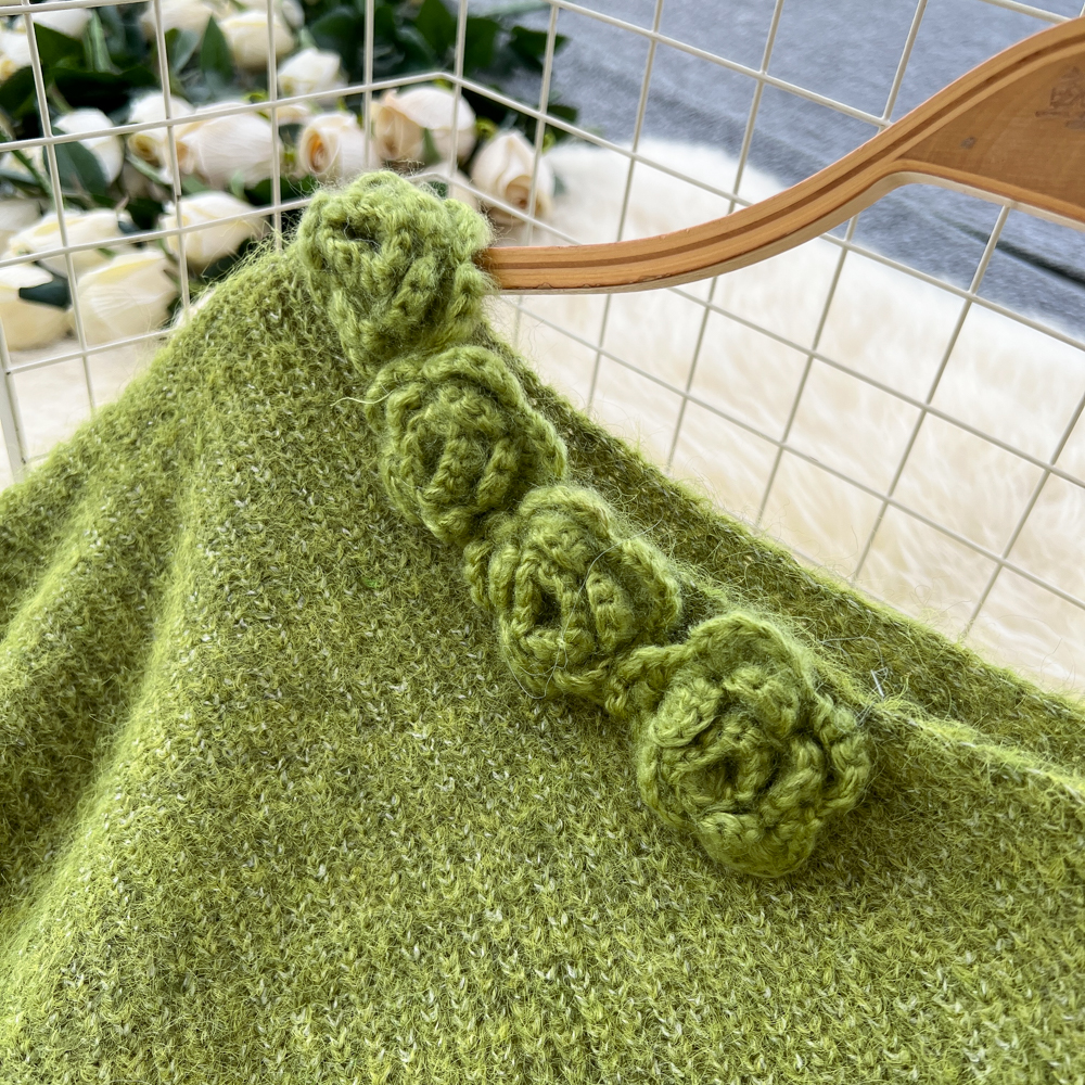 Tender flowers sweater autumn and winter skirt a set for women