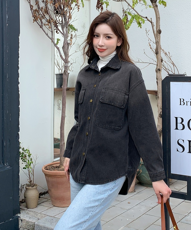 Denim Korean style shirt all-match coat