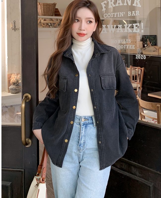 Denim Korean style shirt all-match coat