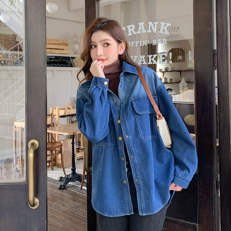 Denim Korean style shirt all-match coat