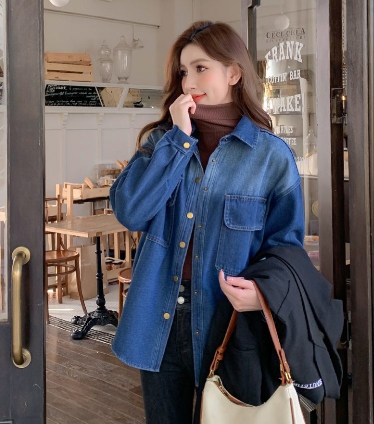 Denim Korean style shirt all-match coat
