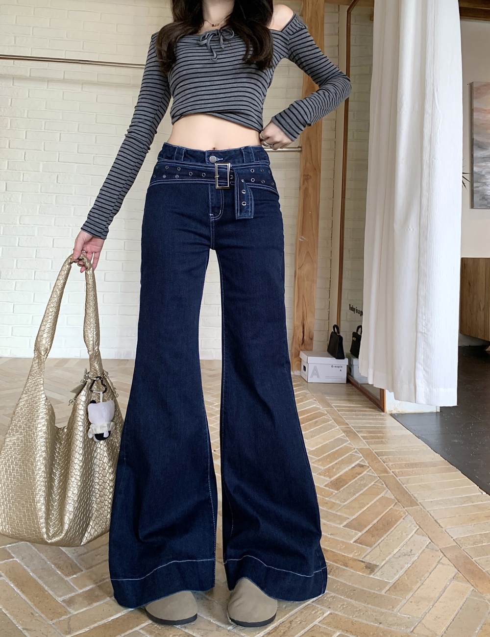 Straight flare pants jeans for women