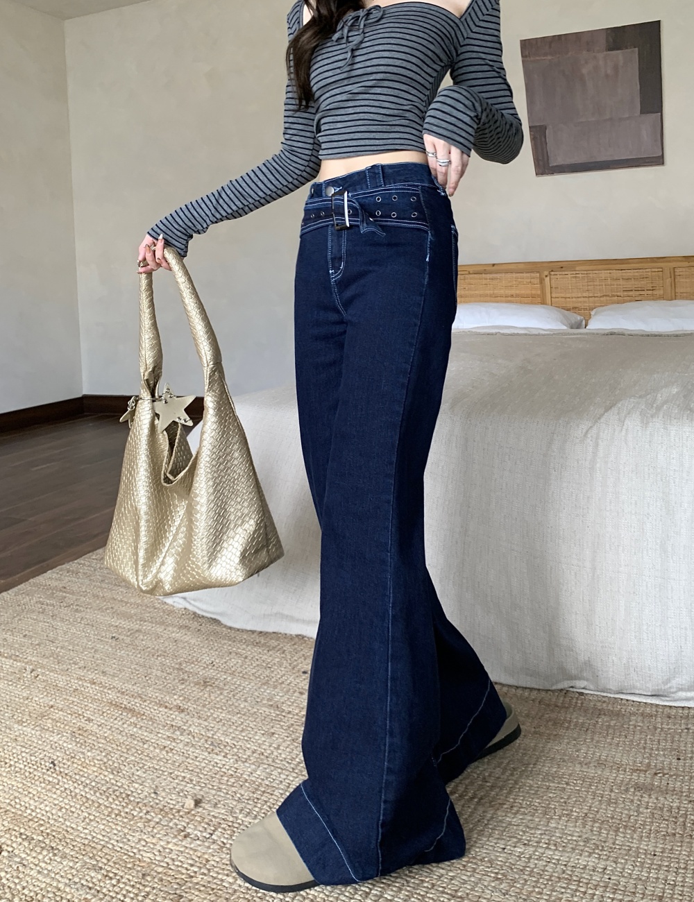 Straight flare pants jeans for women