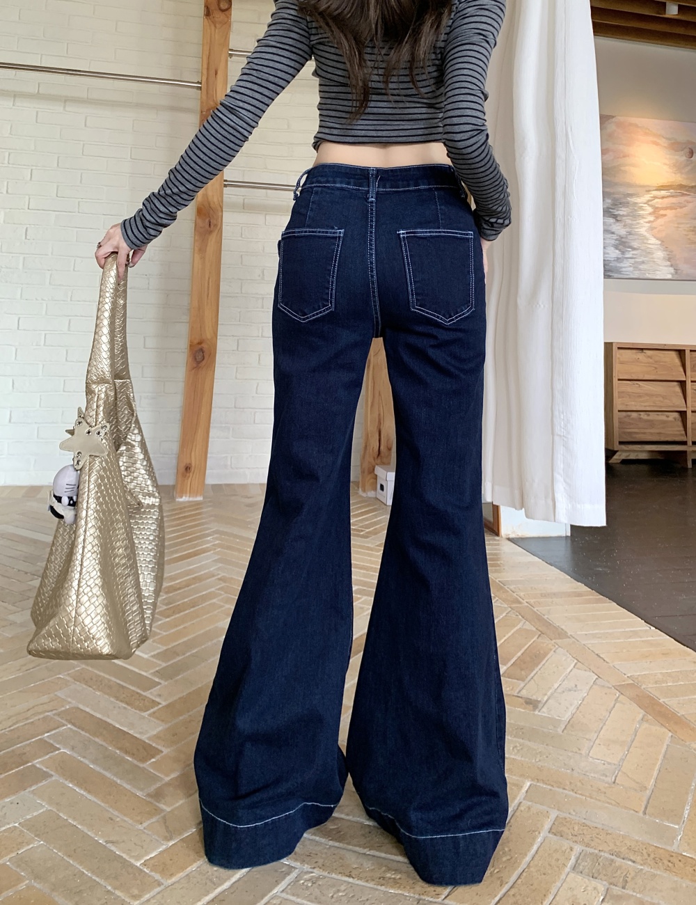 Straight flare pants jeans for women