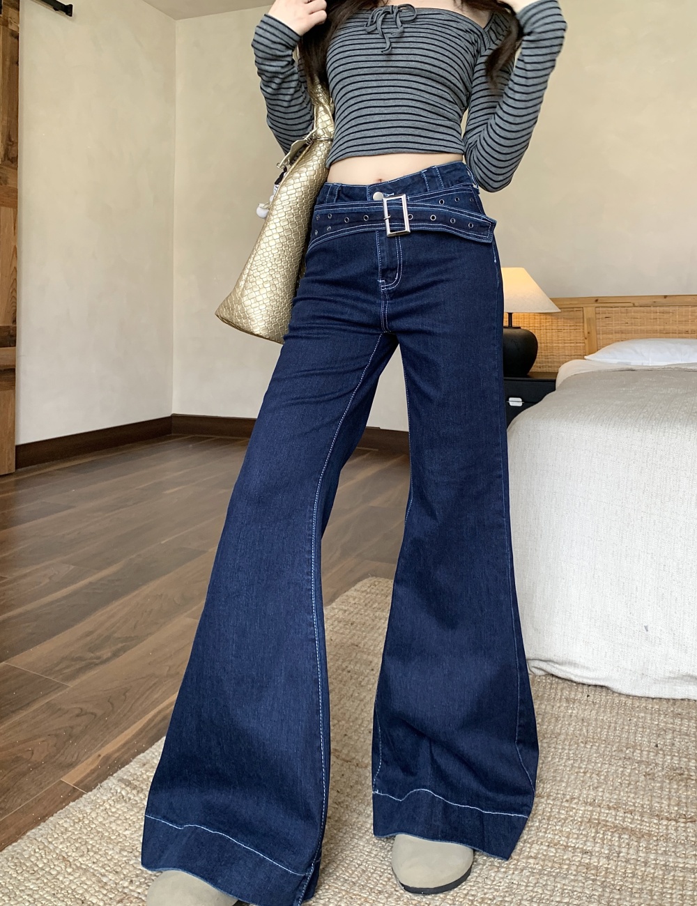 Straight flare pants jeans for women