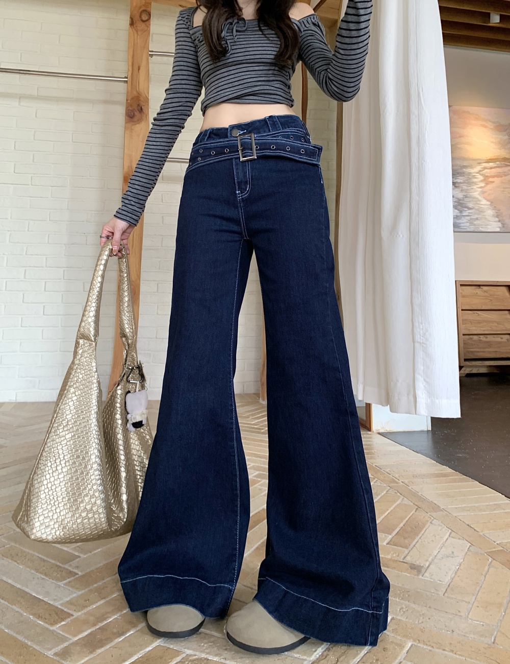 Straight flare pants jeans for women