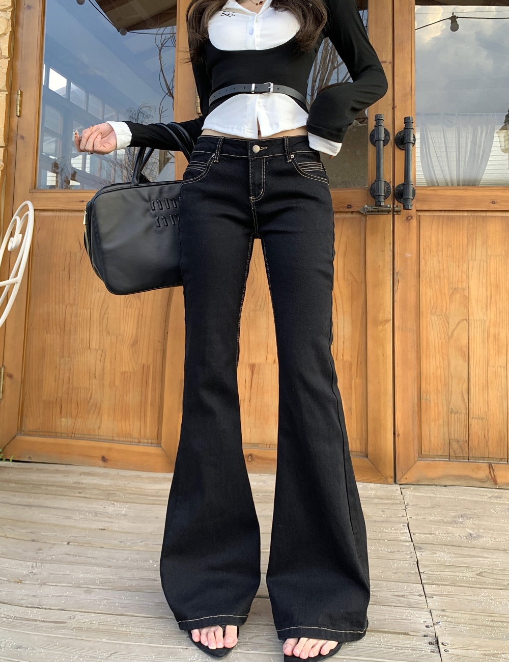 Black elasticity spicegirl jeans slim micro speaker pants