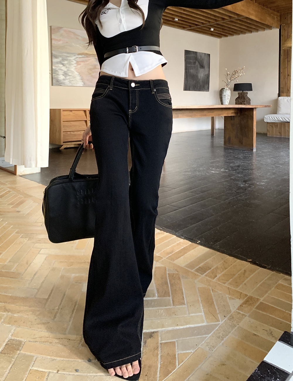 Black elasticity spicegirl jeans slim micro speaker pants