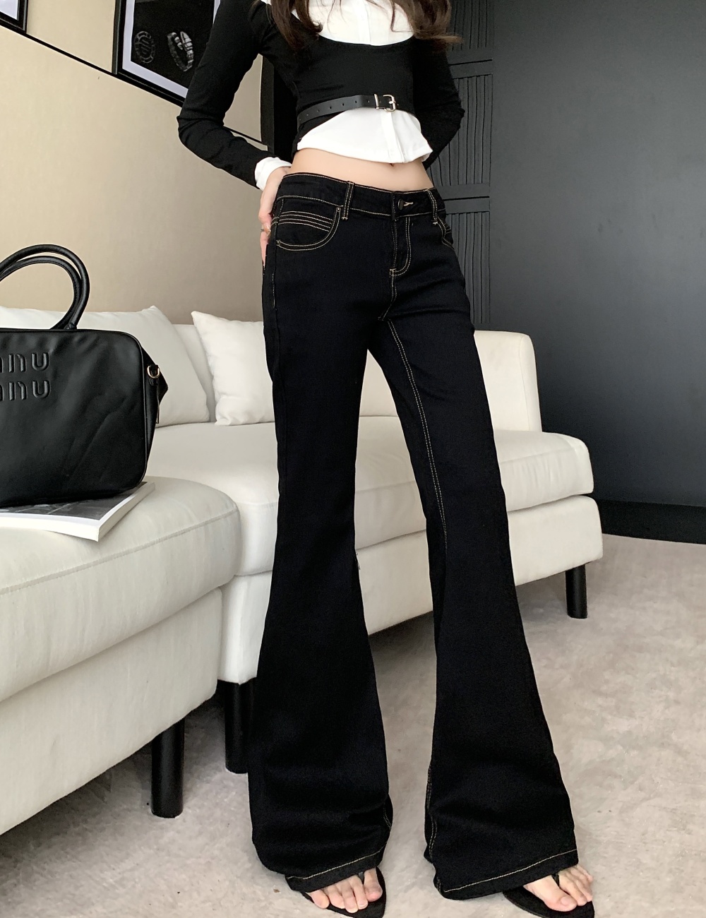 Black elasticity spicegirl jeans slim micro speaker pants