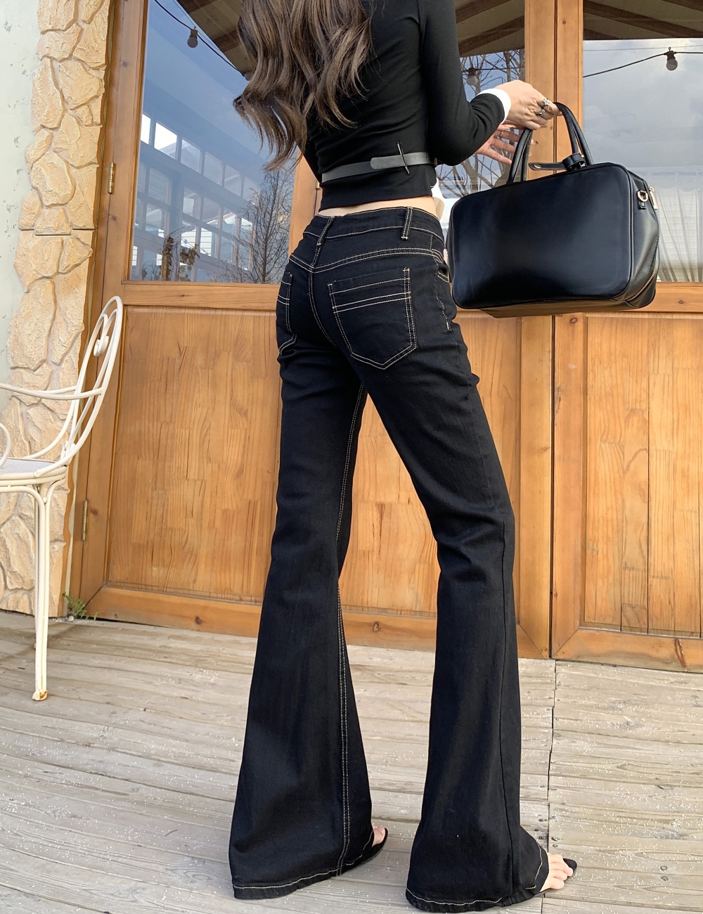 Black elasticity spicegirl jeans slim micro speaker pants