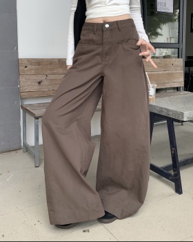 Washed retro pants mopping wide leg jeans for women