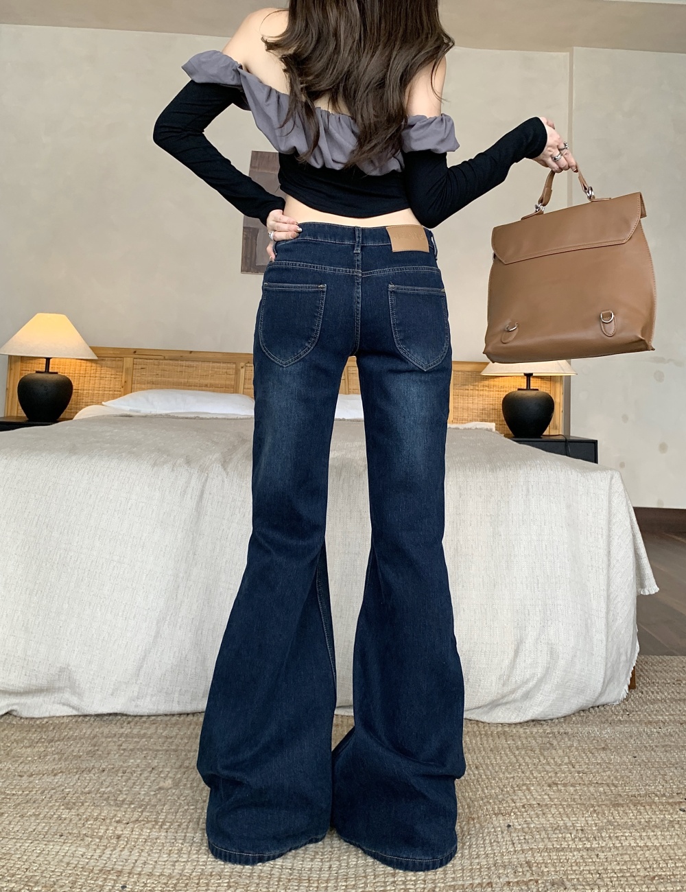 Straight pants retro American style jeans for women